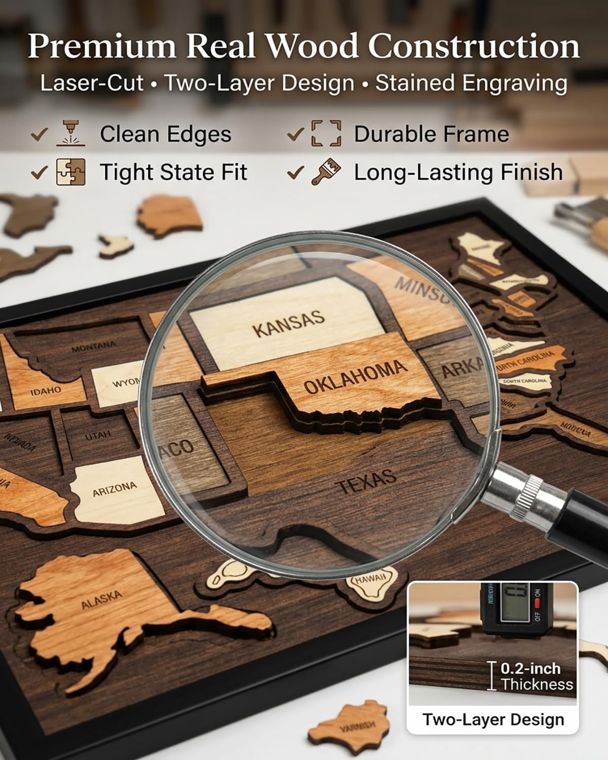 Wooden USA Travel Map Puzzle🧩A Stylish Way to Track Your Journey & Memories