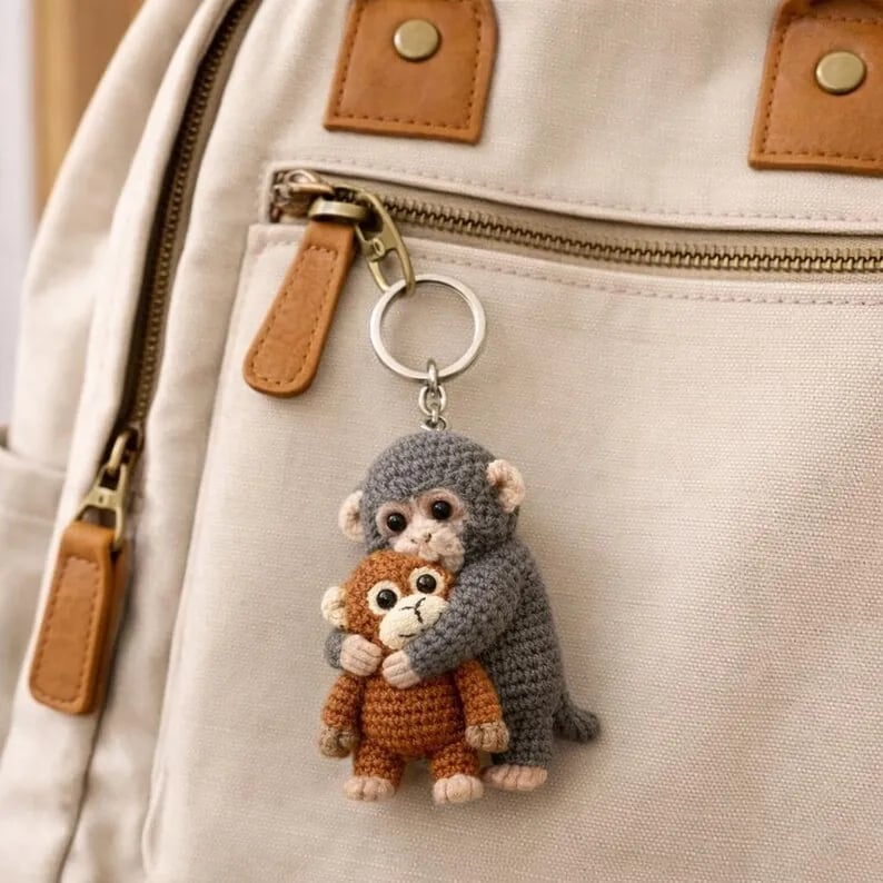 🔥LAST DAY 50% OFF - 💕Handcrafted Crochet Punch Monkey Keychain